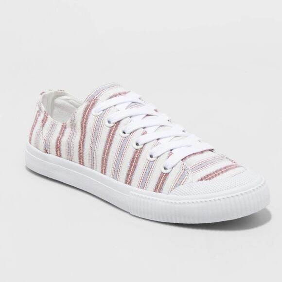 UNIVERSAL THREAD Sneakers Womens Size 11 Striped Canvas Lace Up - Picture 1 of 5